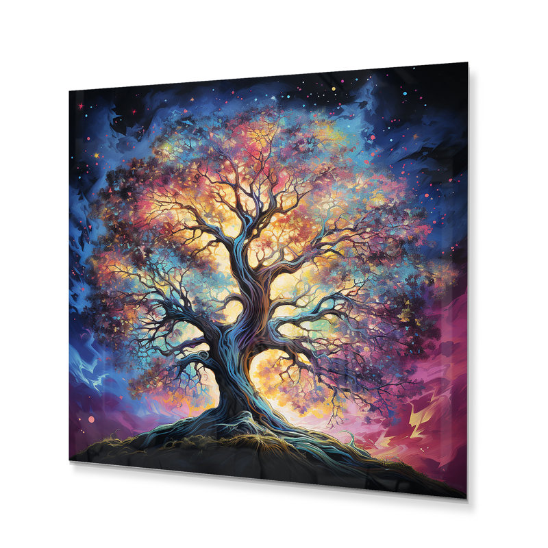 Colourful Oak Tree Eternal Strength I - Tree Oak Metal Wall Decor, 16" H x 16" W x 1" D