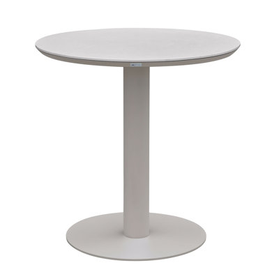 Oretha Tani Table de bar ronde ronde en taupe avec plateau en pierre frittée et base en métal