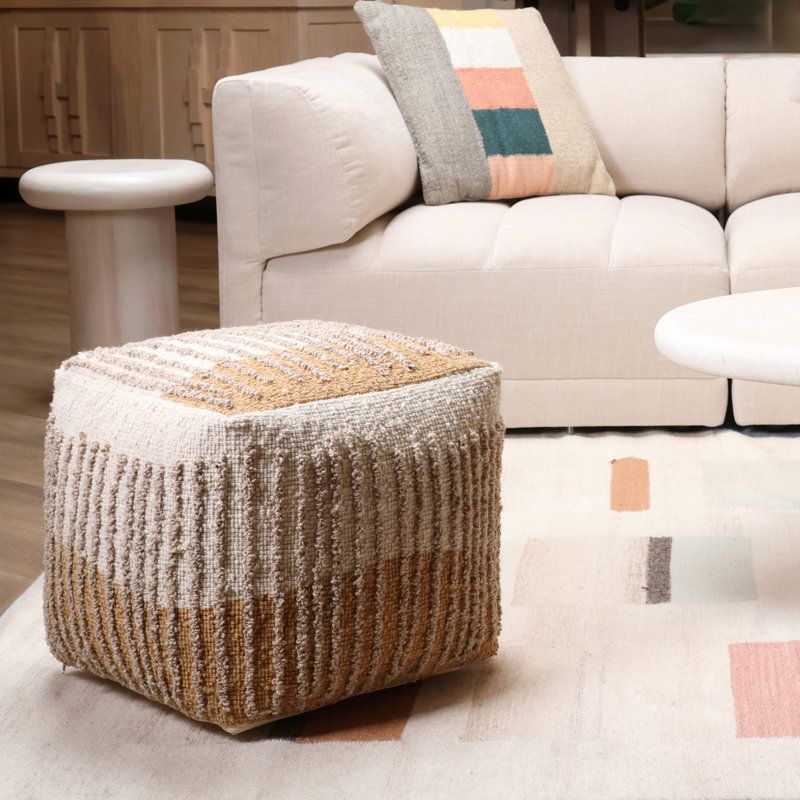 Eugene Wool Upholstered Ottoman, Mustard
