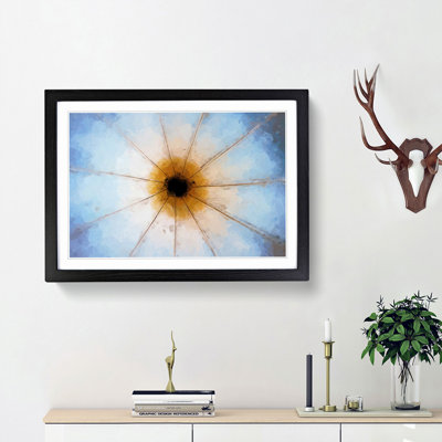 Down the Barrel in Blue and Yellow in Abstract - Picture Frame Graphic Art Print