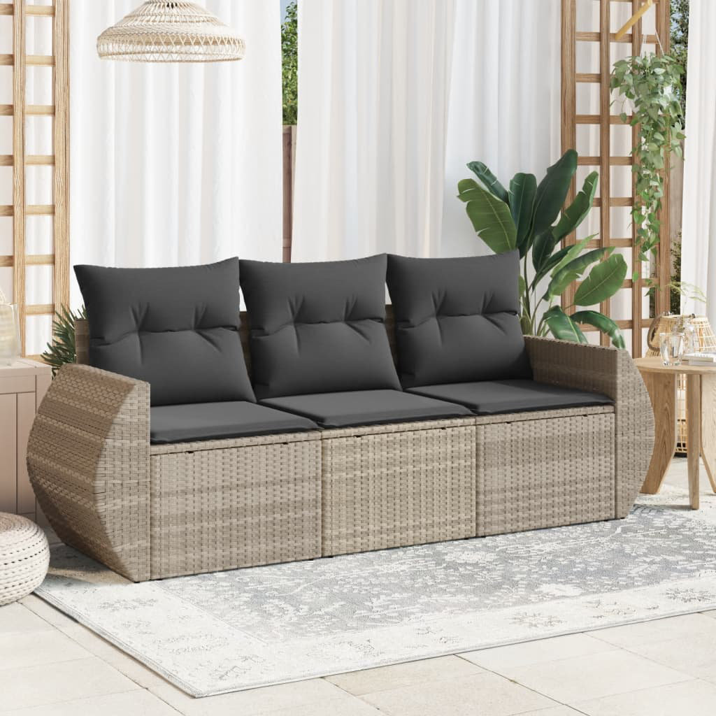 Vidaxl 3-Tlg. Garten-Sofagarnitur Mit Kissen Poly Rattan