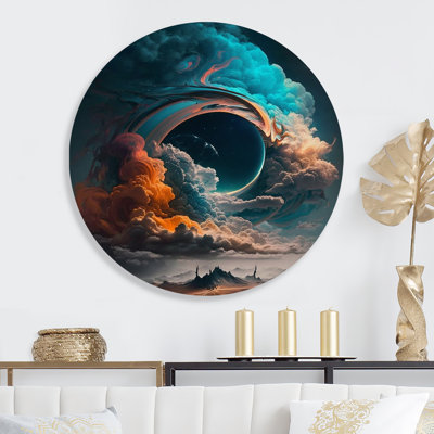 «Futuristic Landscape In Space I», art mural rond sur paysages spatiaux