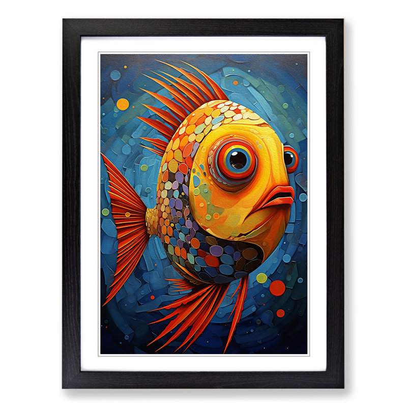 Fish Expressionism No.2 - Framed Print, Black, 46cm H x 34cm W x 2cm D