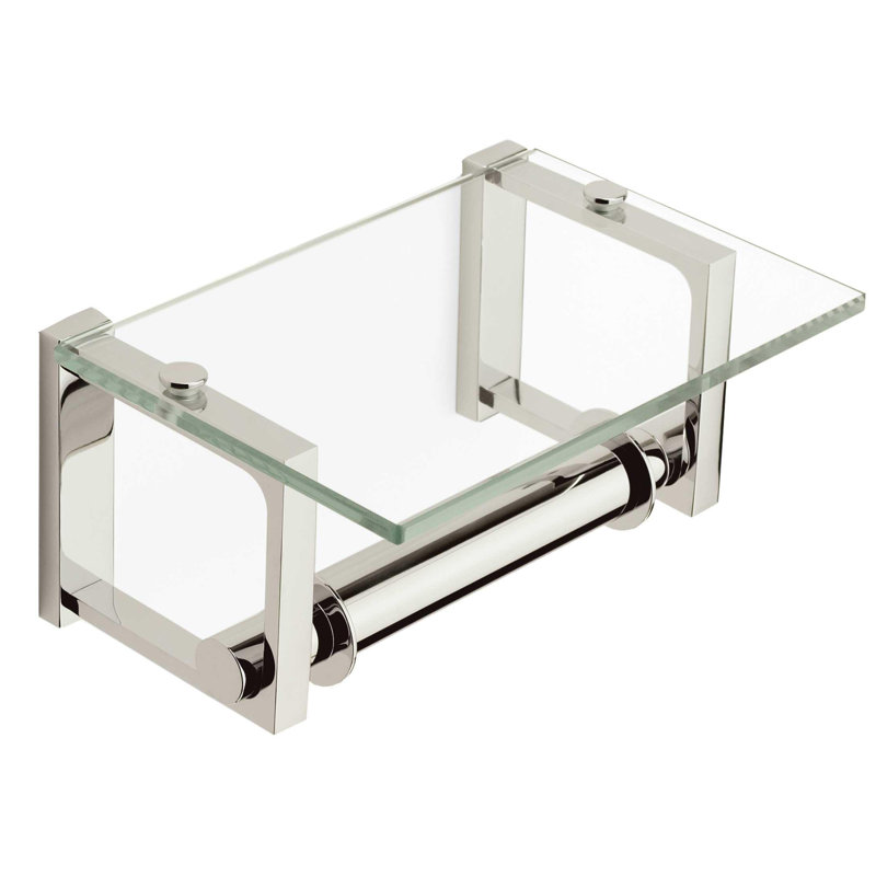 Frame Double Post Toilet Paper Holder with Cover, Polished Chrome