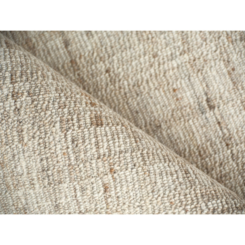 Desi hand-knotted Wool Light Silver Area Rug, Rectangle 8' x 10', Light Beige