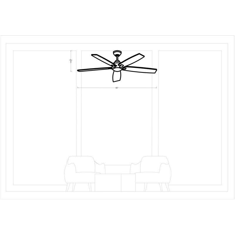 Lise 60'' Ceiling Fan with LED Lights, Brushed Silver