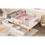 Lit plateforme en bois compact avec rangement, design blanc moderne pour la maison