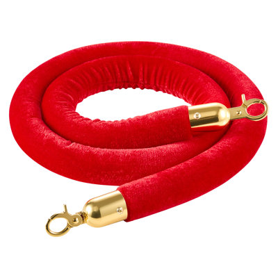 Red Velvet Stanchion Ropes, 5 ft Crowd Control Stanchion Red Velvet Ropes with Gold Hooks, Post Queue Barrier Carpet Rope for Carpet Events Movie Theaters Grand Openings Hotels Party