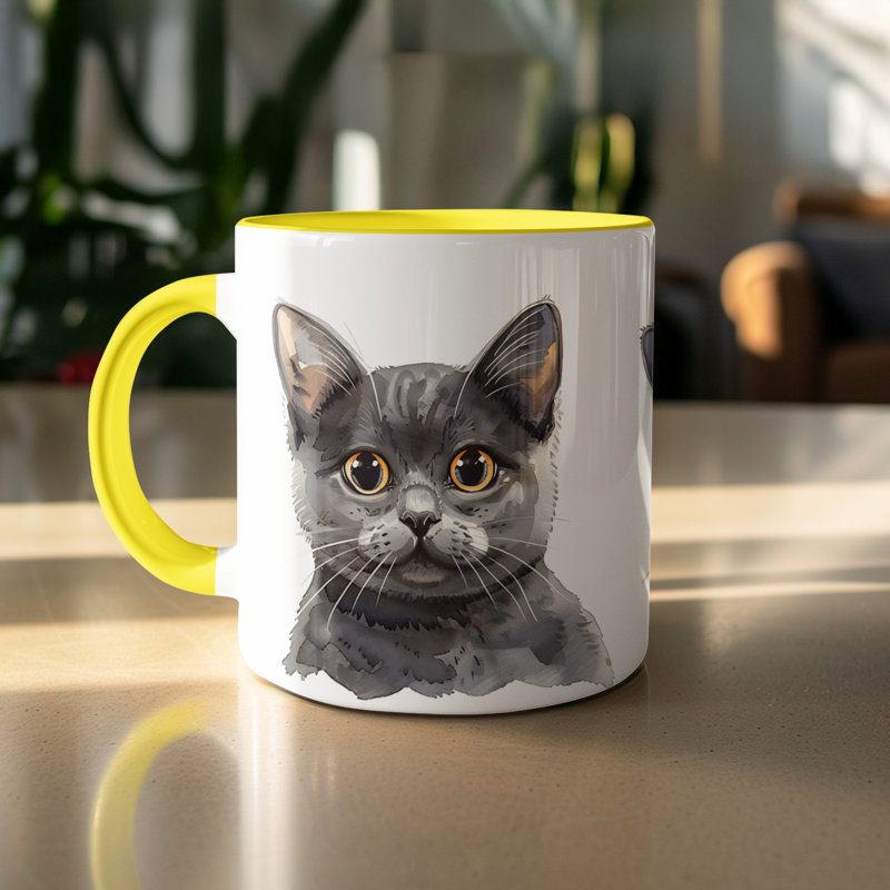 Ceramic Coffee Mug, 3, Yellow