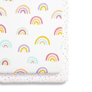  Ensemble de draps pour lit simple - Lit de bébé - Arc-en-ciel multi