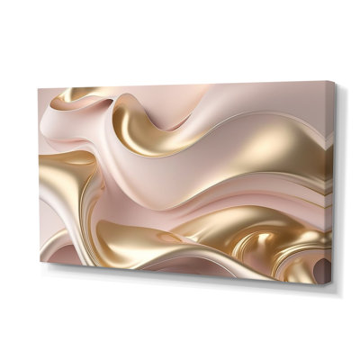 Subtil sophistication rose exquise et or VI - décoration murale abstraite à encre liquide