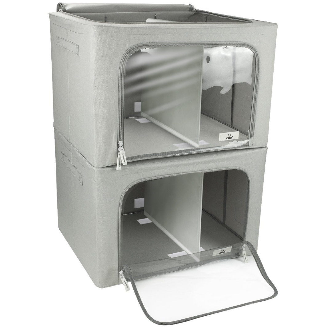Sorbus Large Storage Box 2-Compartment Foldable with Window & Handles 2 Pack Sorbus 