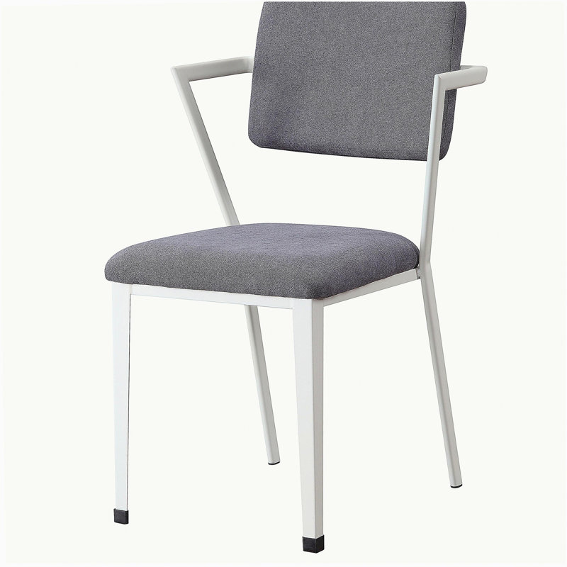 Grey and white open office chair, White