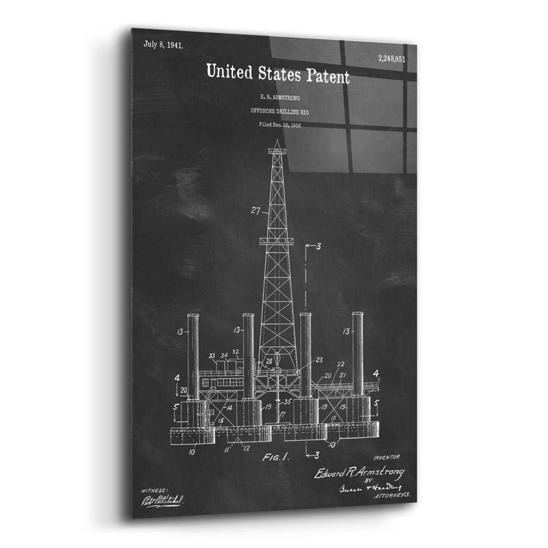 «Drilling Rig Blueprint Vernis», impression sans cadre, H 16 po x l 12 po x P 0,13 po