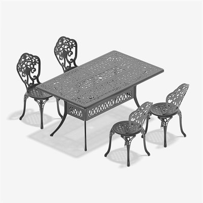 5-Piece Set Of All-Weather Cast Aluminum Dining Furniture Set With Black Frame