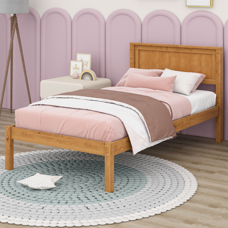 Lit plateforme en bois massif Shauna, Simple, Chêne