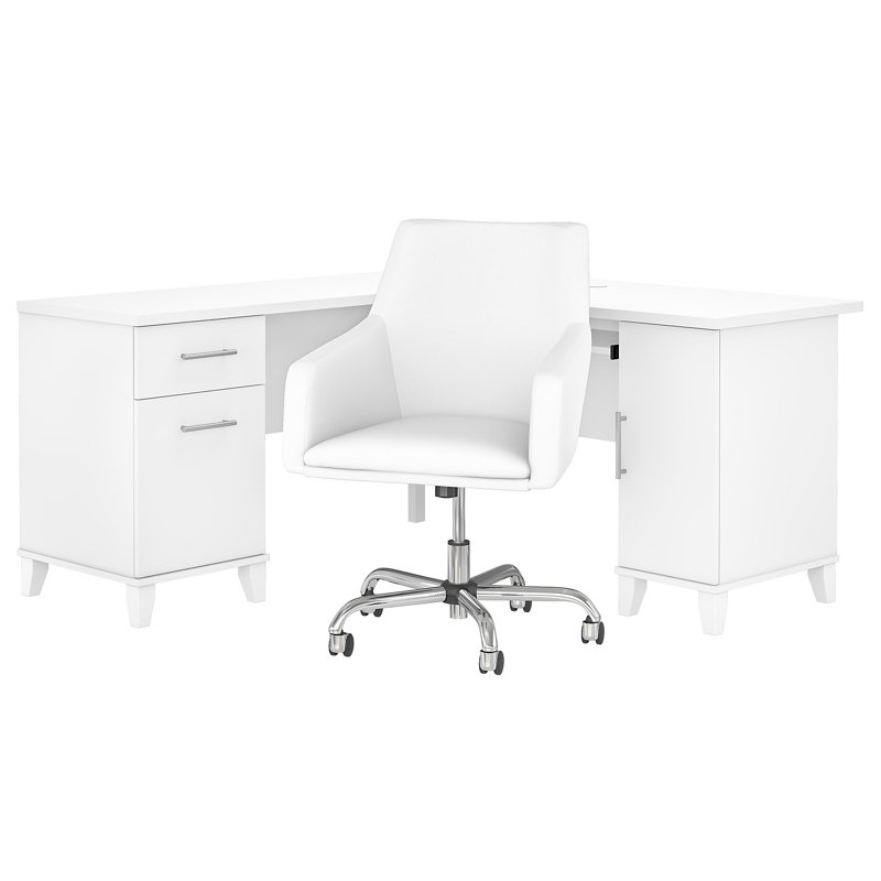 L-Shaped Computer Desk, White