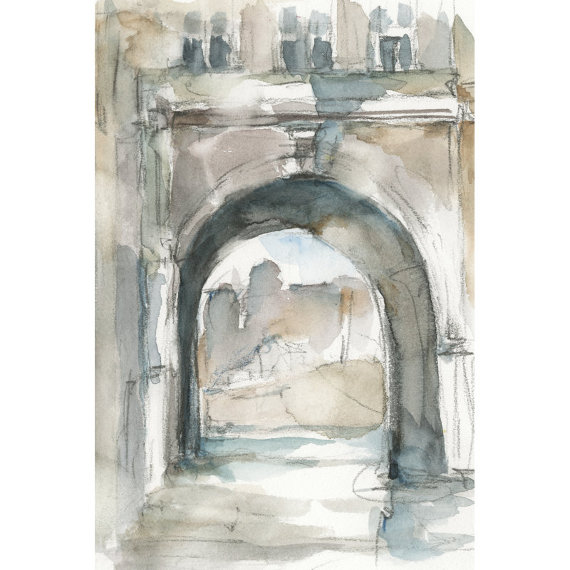 «Watercolor Archures IV» par Ethan Harper - peinture sur toile tendue, H 18 po x l 12 po