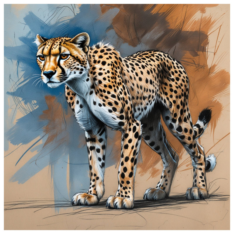 Illustration de toile guépard en toile tendue dans de nombreuses tailles, 11 x 14 pouces
