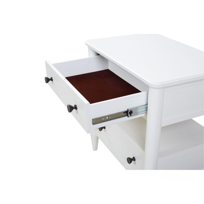 Table de chevet ouverte avec 2 tiroirs, Blanc