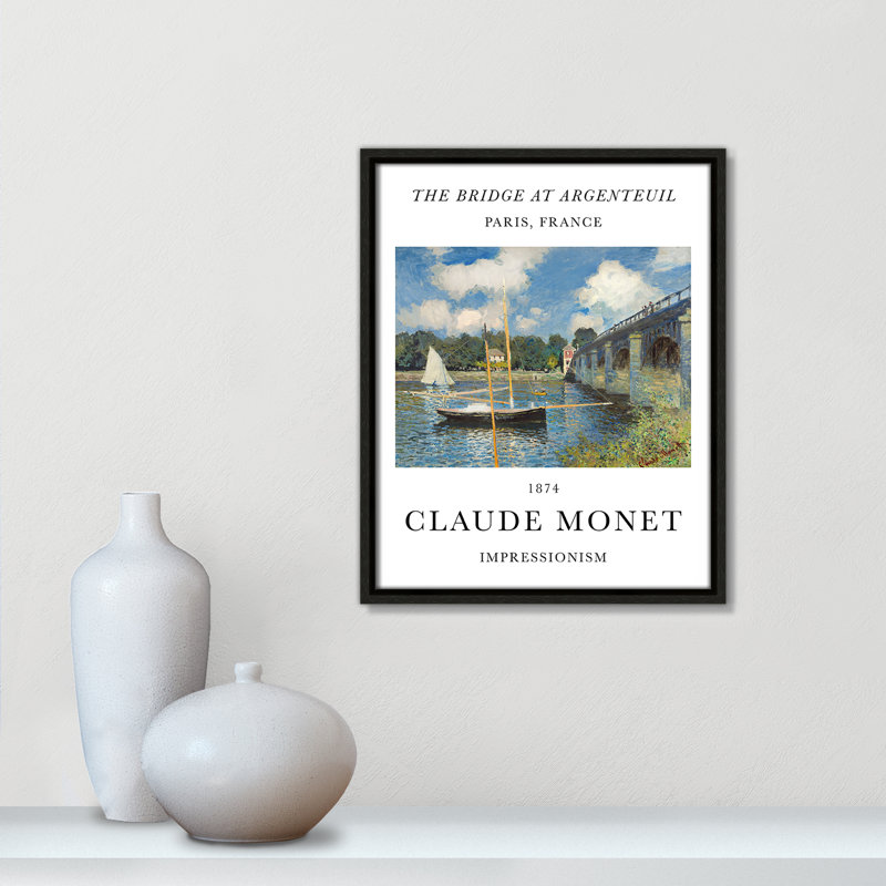 Pont à Argenteuil par Claude Monet, Cadre flottant espresso, Non, H 15,5 po x l 12,5 po x P 2 po