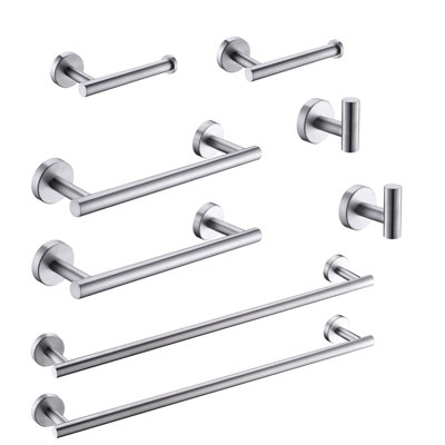 Stainless Steel Wall Mounted Bathroom Hardware Set (8 pcs)
