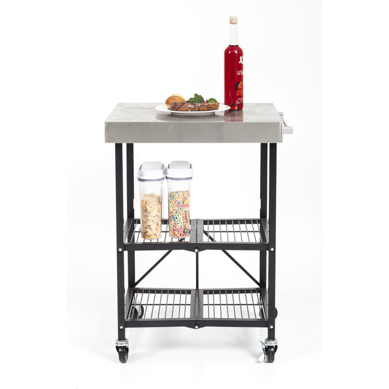 Chariot de cuisine pliable Origami, Acier inoxydable et étain