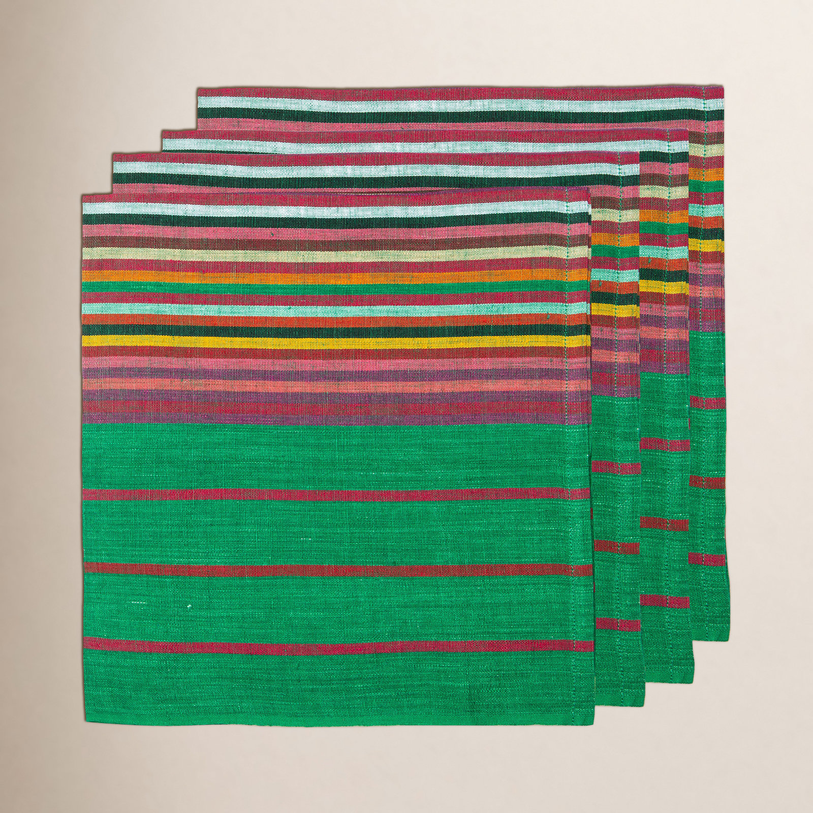 Multi Stripe Napkin 20" x 20", Green/Red/Yellow