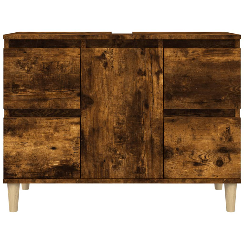 Tonsina Freestanding Bathroom Cabinet, Smoked Oak/Natural