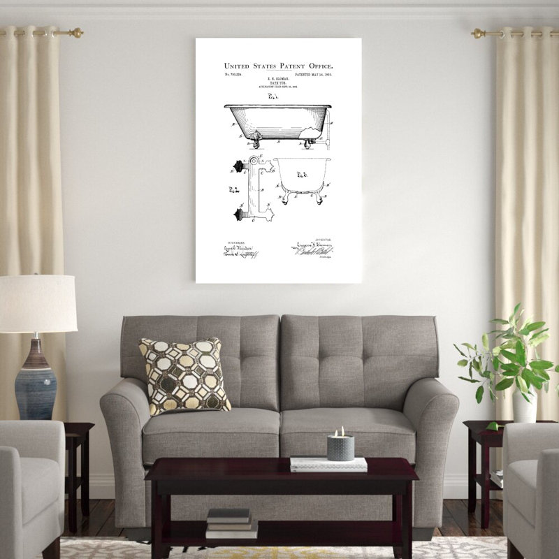 «Bath Time Patents I» par Studio W - reproduction sur toile tendue, H 48 po x l 32 po