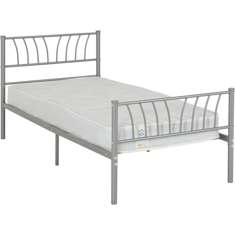 Sanyra Metal Bed, Silver, Single (3')