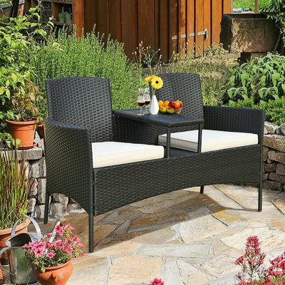 Ensemble de conversation de terrasse pour 2 personnes avec table basse Jamarii