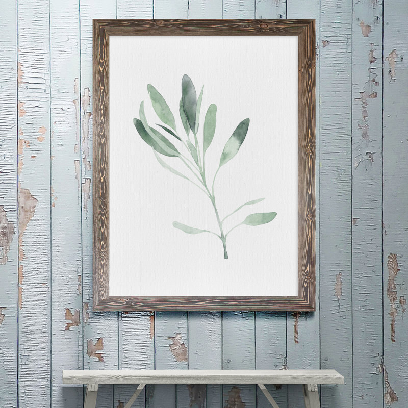 « simple sage ii »-cadre photo imprimé sur verre, Encadré toile espresso, H 32 po x l 44 po x 1,25 po