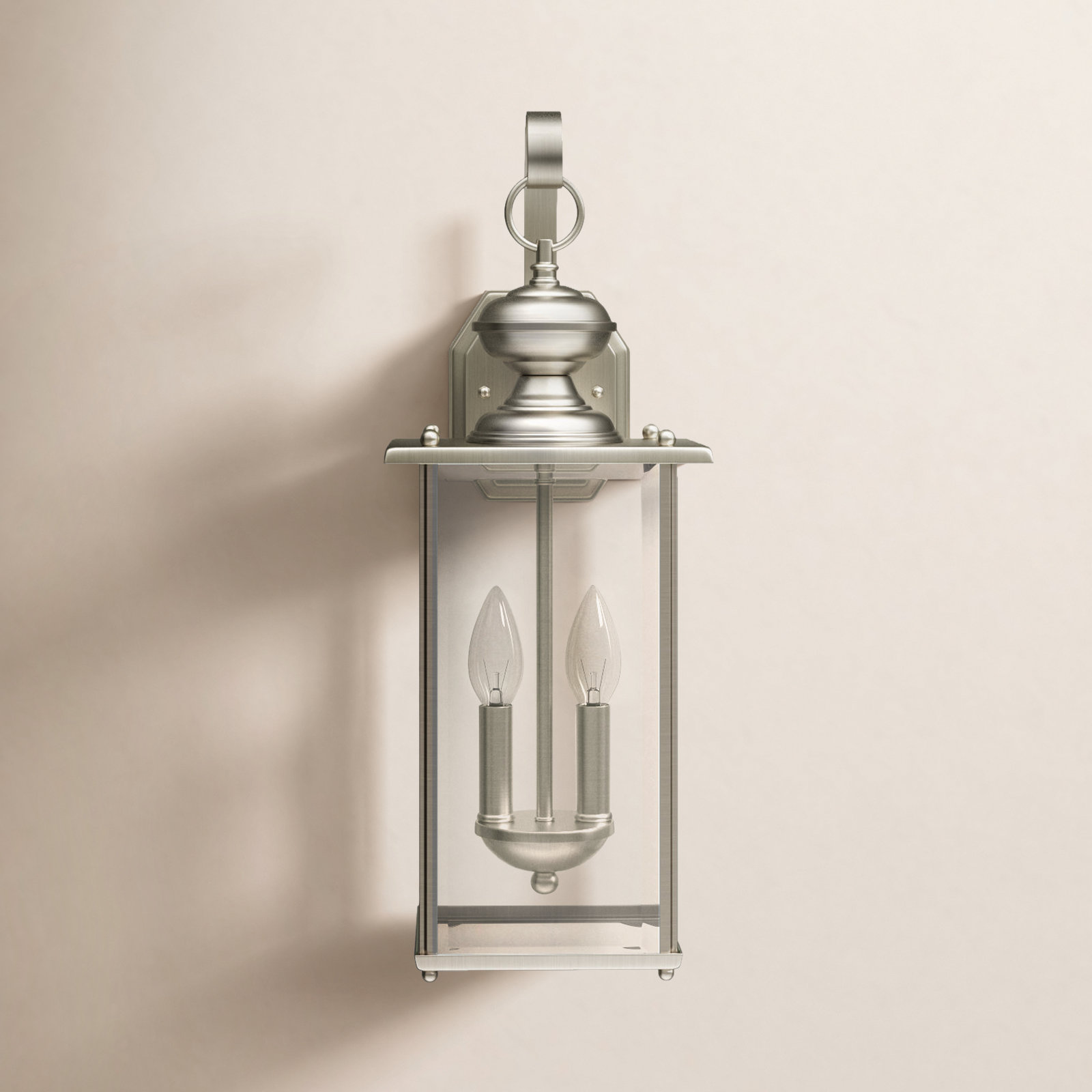 Tiernan 2 Light Outdoor Wall Light, Brushed Nickel, No