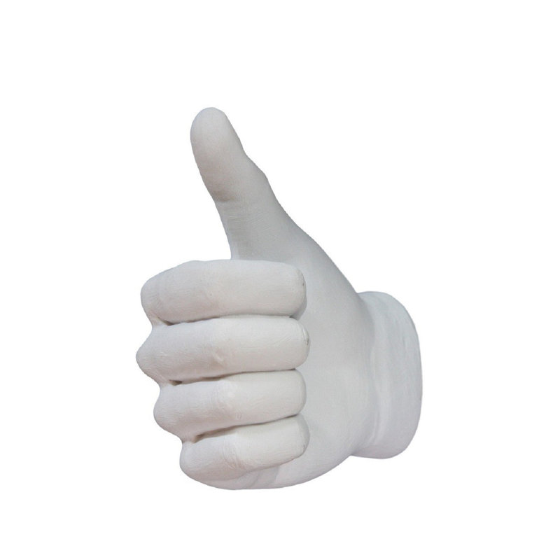 Support mural blanc avec pouce levé - 6,5 po de long