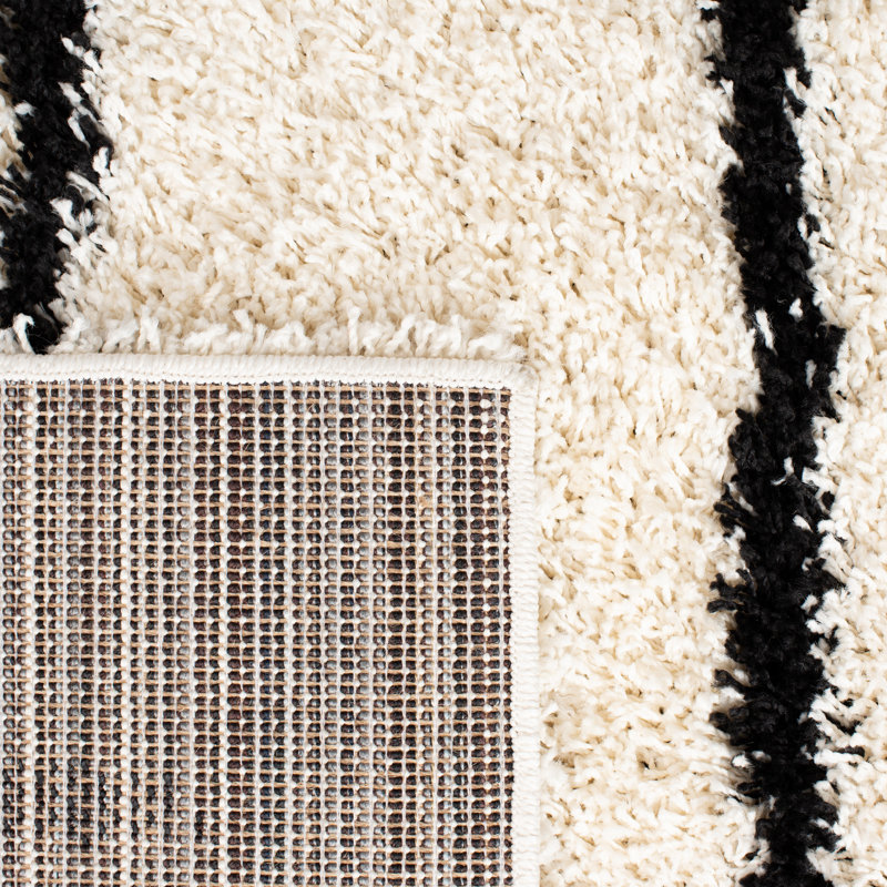 Tapis rayé ivoire / noir Chandless, Tapis de couloir 2 pi 2 po x 8 pi