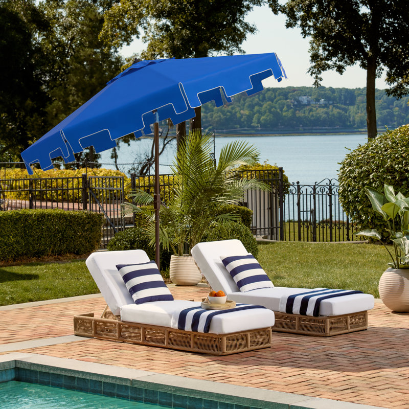 Parasol du marché Coramae, Bleu pacifique, Brun, 100,79 po L x 100,79 po po