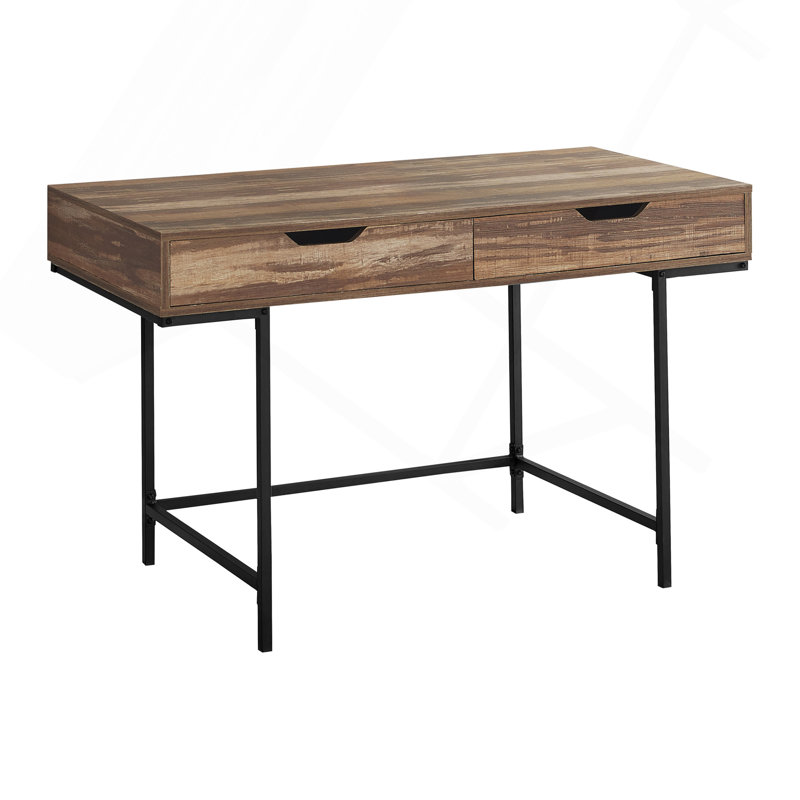 Bureau d'ordinateur, bureau personnel, ordinateur portable, tiroirs de rangement, L 48 po, bureau, stratifié brun, métal noir, contemporain