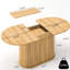 Table de salle à manger extensible réglable de 140 à 181 cm (55,11 à 71,24 po) avec design arqué, couleur naturelle, haute qualité, capacité de 100 kg (220 lb), style contemporain pour salon, peut accueillir de 4 à 6 personnes.
