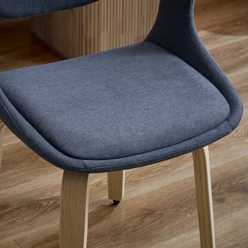 Wathen Fabric Upholstered Swivel Dining Arm Chair, Gray Blue Linen