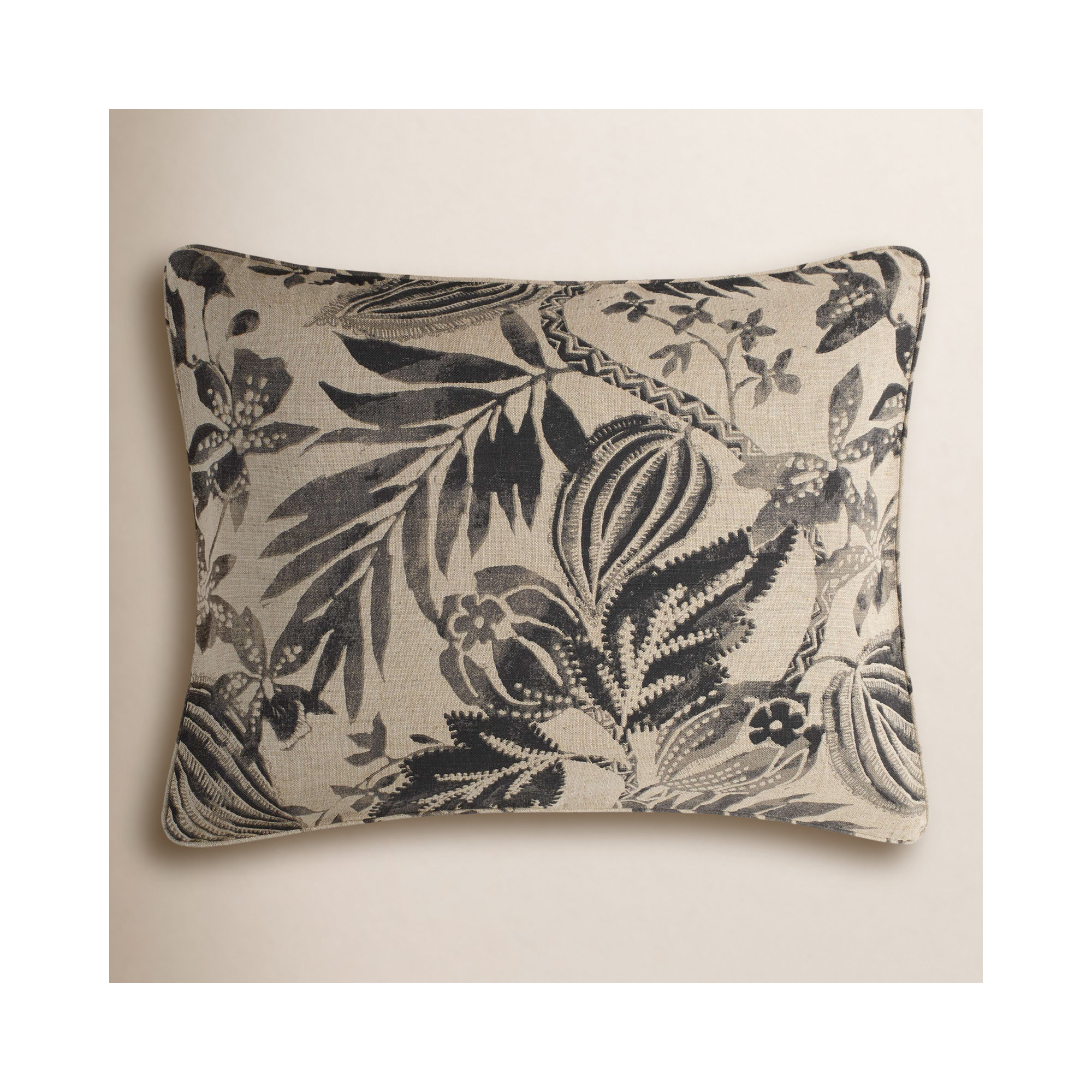 Antigua Linen Sham, Standard, Black/Ivory