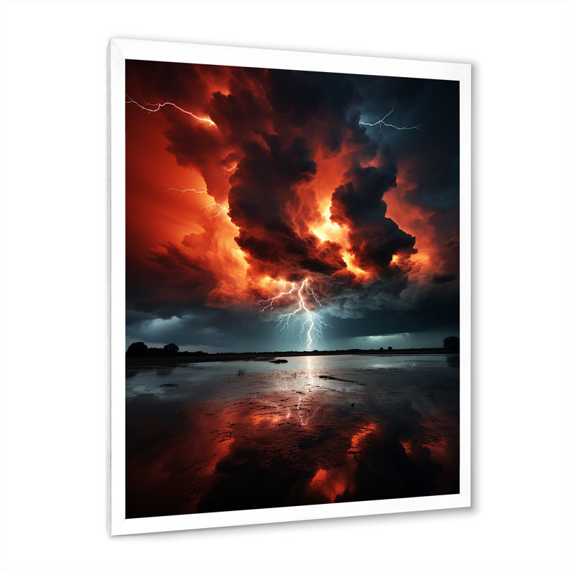 Laveya Orange Storms Thunderous Silence II, reproduction d'art sur toile, H 44 po x l 34 po x P 1,5 po, Cadre photo blanc