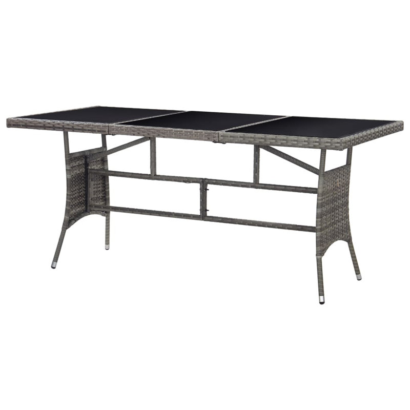 Garden Table 170X80x74 Cm Poly Rattan, Black, Grey
