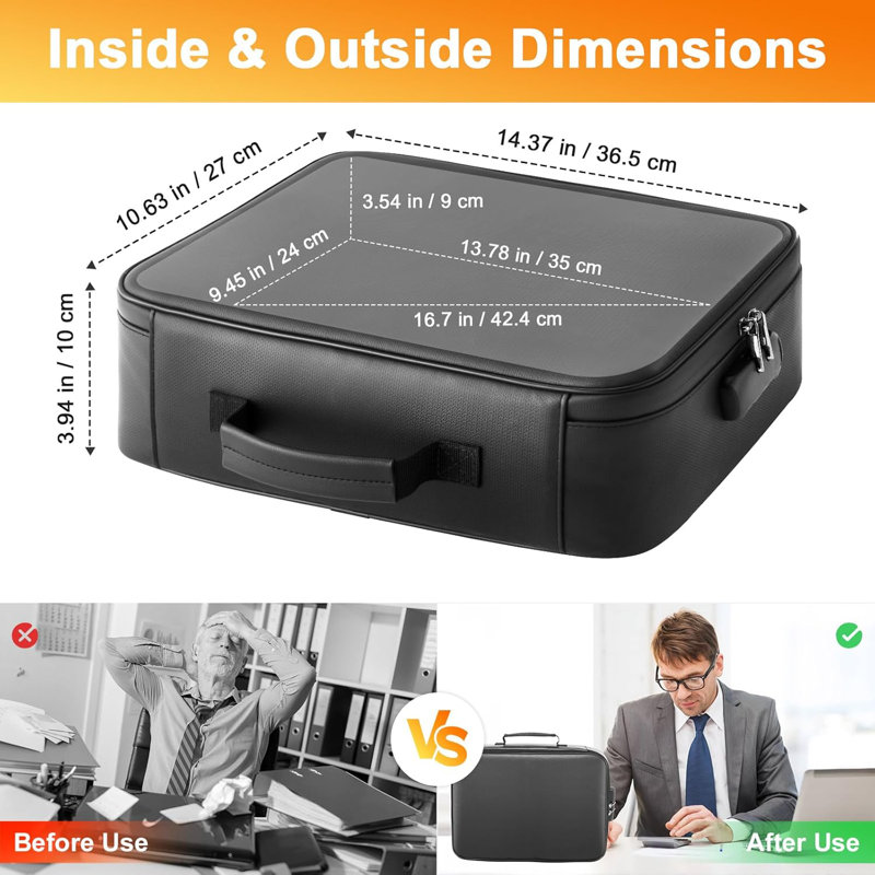 Fireproof Waterproof Document Bag with Lock