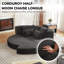 Canapé-lit 2 en 1 en velours côtelé de 2,5 cm, fauteuil inclinable semi-circulaire moderne pour la maison