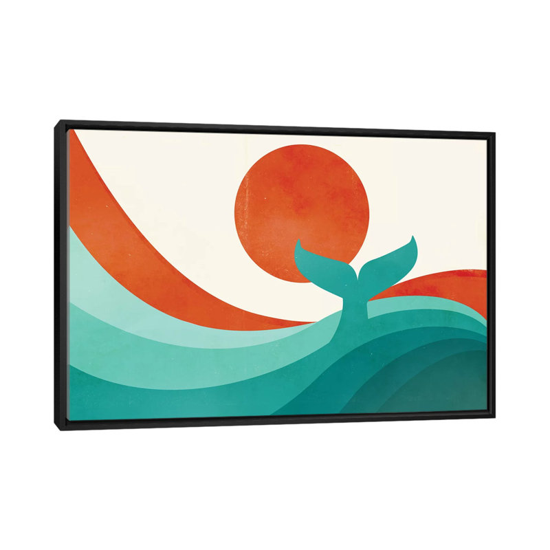 «Wave Day», impression sur toile tendue, H 18 po x l 26 po x P 1,5 po, Toile avec cadre noir, Pas de tapis