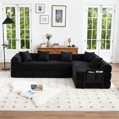 Canapé modulaire modulaire en forme de L de 106 po de 106 po, canapé-lit pliant convertible 4 places moderne, ensemble de canapé de salon 3 pièces pour salon, appartement, bureau