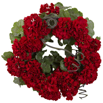 Faux Geranium Polyester 17'' Wreath