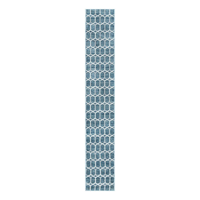 Tapis bleu / ivoire en laine Numa