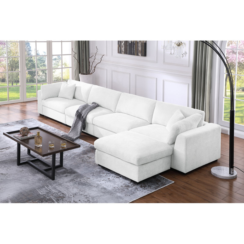 Canapé Chenille, Blanc / Blanc